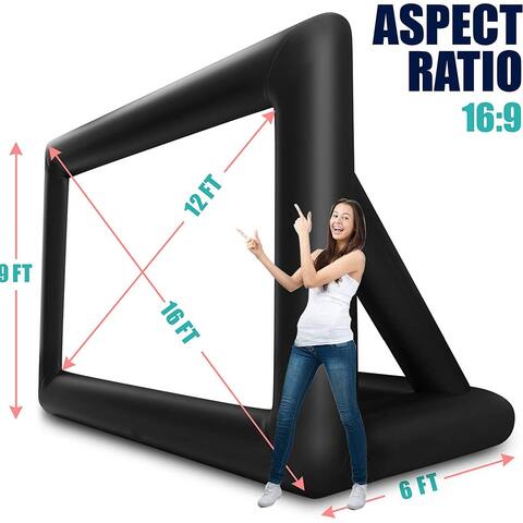 FAMAPY 16-Feet Inflatable Projection Screen w/ Blower and Carry Bag - 16FT