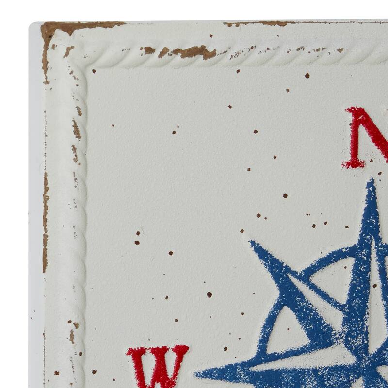 Cream Metal Speckled Sail Boat Home Wall Decor with Anchor, Compass, and Ship Wheel (Set of 4)