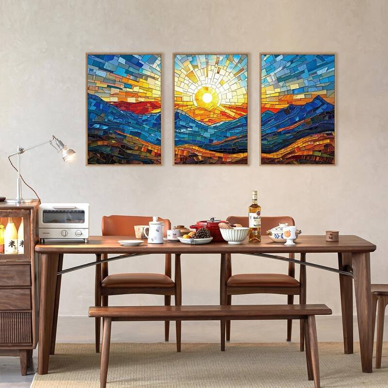 Mosaic Mountains Framed Canvas Wall Art Set