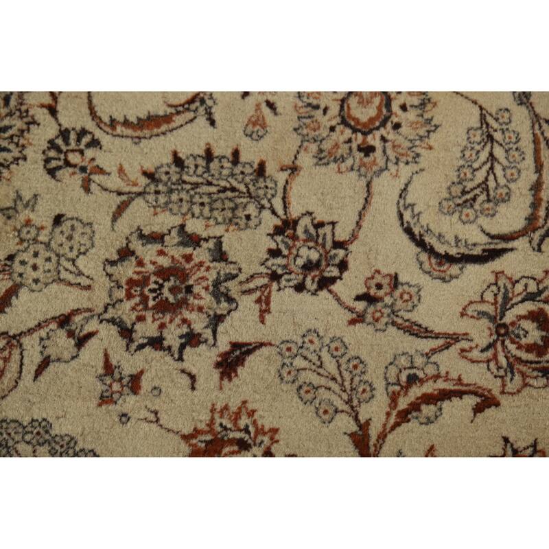 Hand Knotted Oriental 100% Wool Carpet Traditional All-Over Beige & Ivories Tabriz Area Rug - 11' 0'' X 7' 0''
