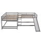 preview thumbnail 20 of 25, L-Shaped Full and Twin Size Wooden Bunk Bed with Slide and Short Ladder