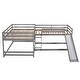 preview thumbnail 18 of 25, Wood Full and Twin Size L-Shaped Bunk Bed with Slide and Short Ladder, Bunk Bed Frame with Slats Support, No Box Spring Needed