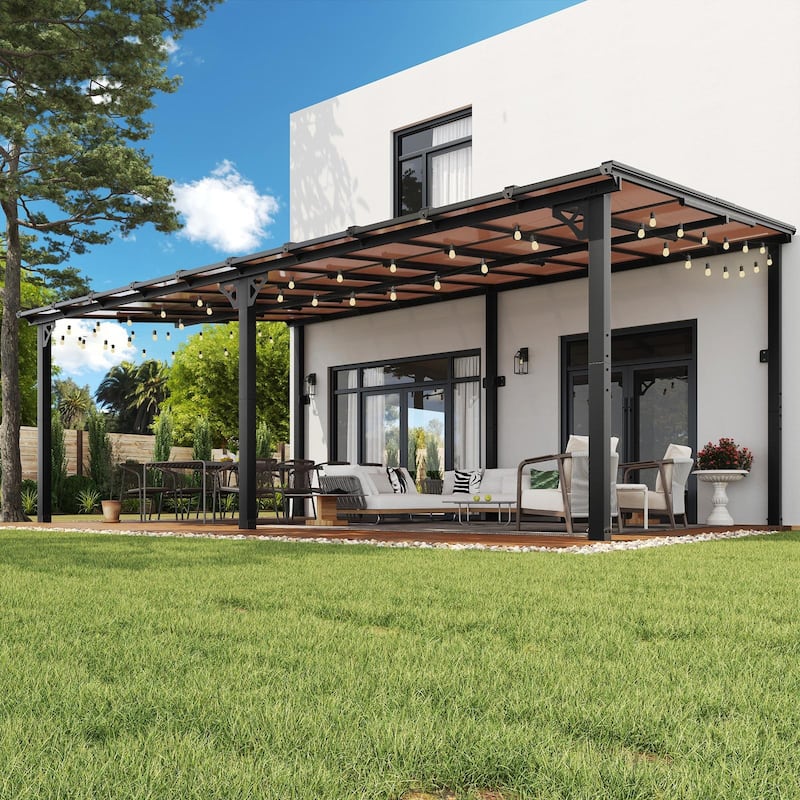 Outdoor Wall Mounted Gazebos, Lean to Gazebo with Sloped Roof