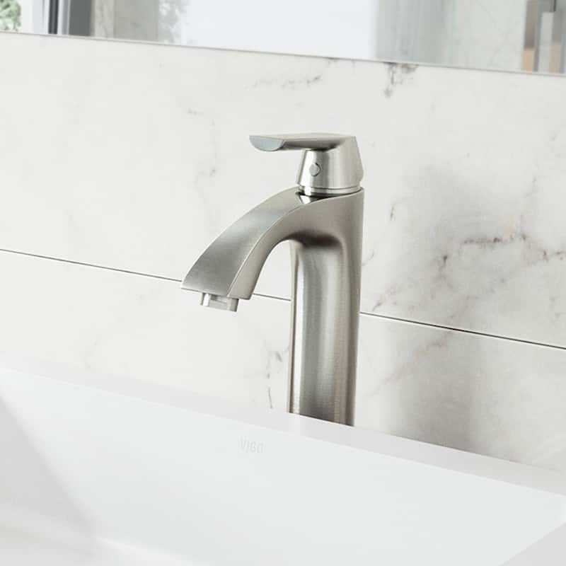 VIGO Linus 12" H Single Handle Single Hole Bathroom Vessel Faucet - Brushed Nickel