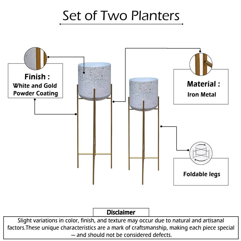 Aira Set of 2 Planters Foldable Metal Stand