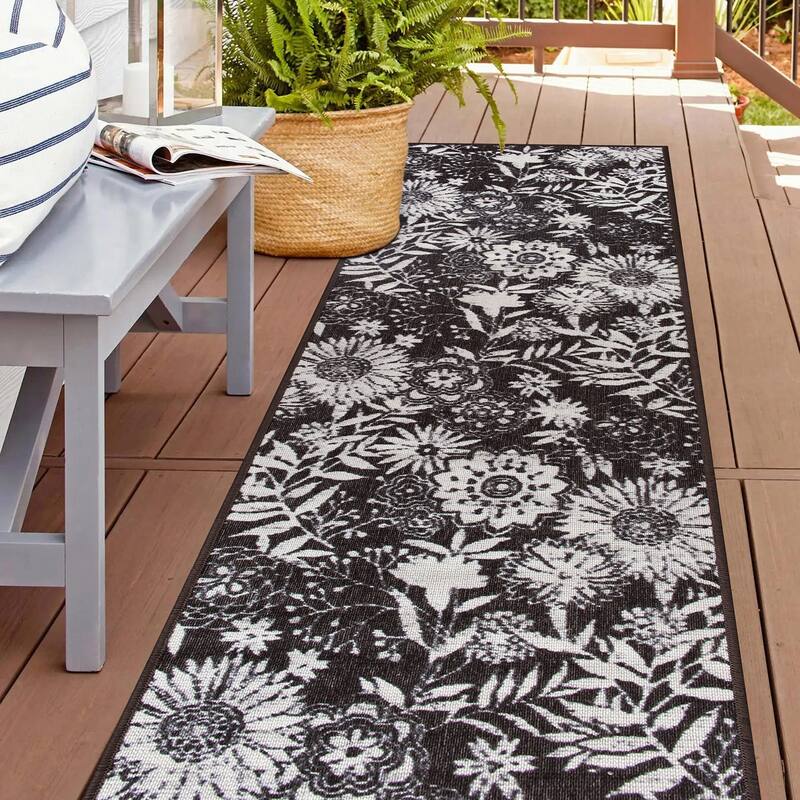 Modern Floral Flowers Indoor/Outdoor Area Rug