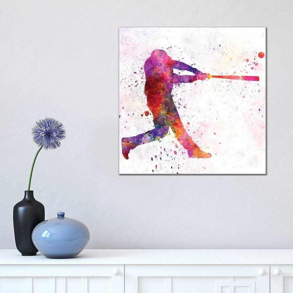 iCanvas "Baseball Player Hitting A Ball I" by Paul Rommer Canvas Print