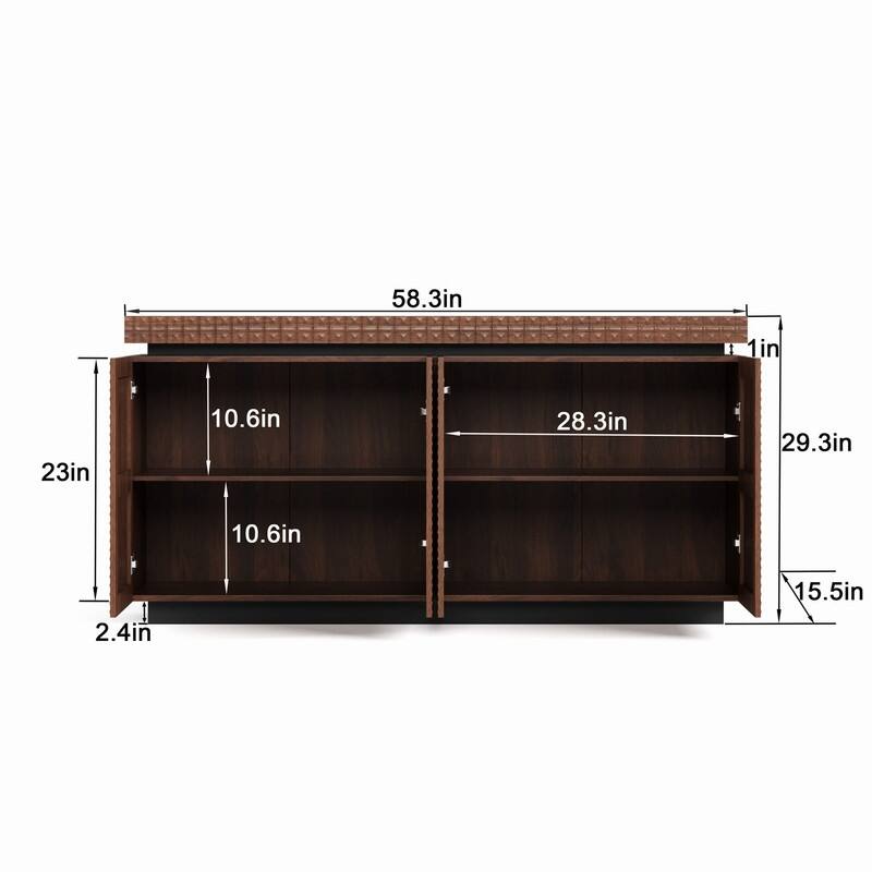 Modern 58.3" Sideboard Buffet Cabinet with Easy Clean Durable Storage and Anti-Collision Design for Your Home