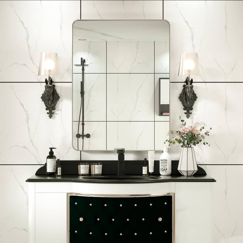 Rectangle Bathroom Mirror for Vanity Wall Mounted Vertical Horizontal Makeup Mirror