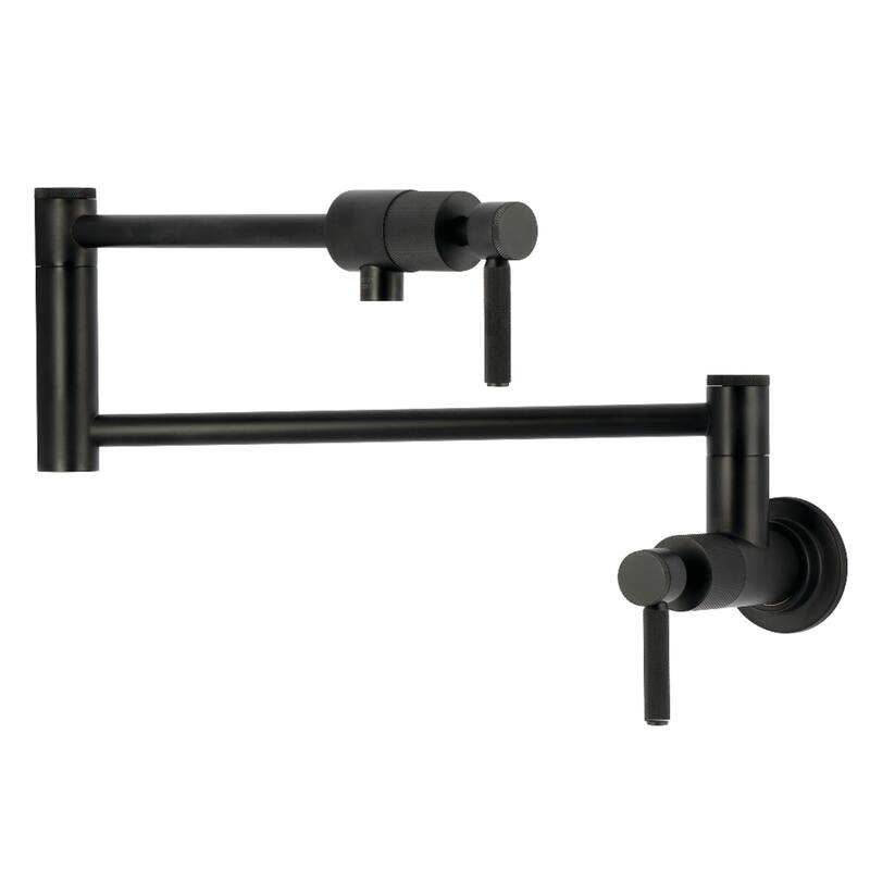 Kingston Brass Essex Double-Handle Wall-Mount Pre-Rinse Bridge Kitchen Faucet - Matte Black