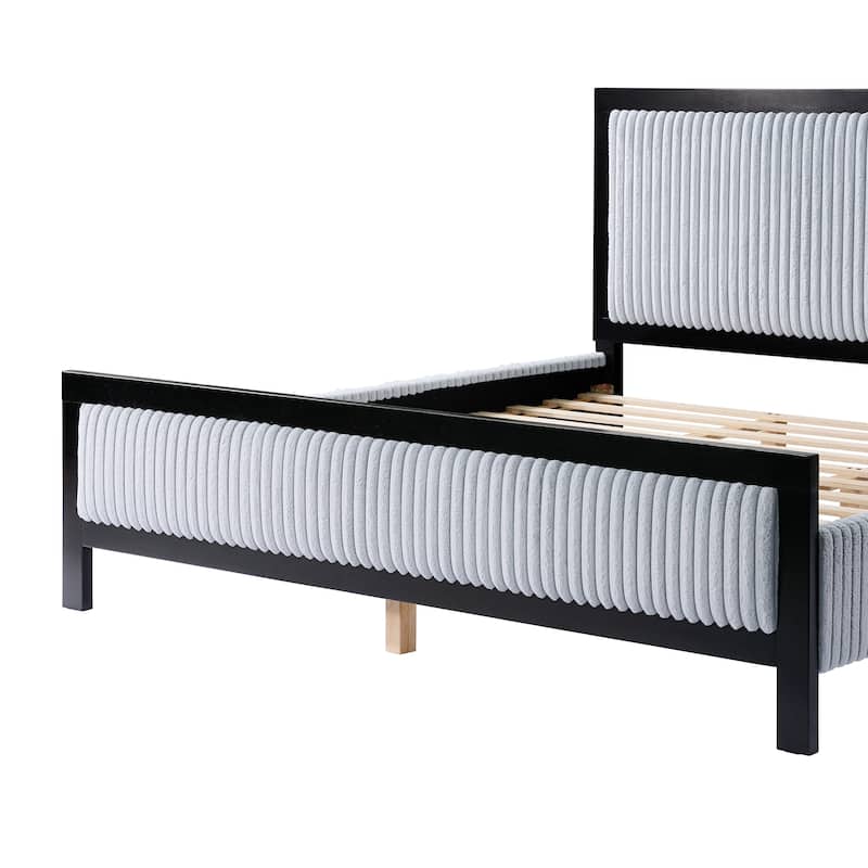 Queen Size Upholstered Platform Bed with Fluffy Soft Headboard and 800 lbs Weight Capacity