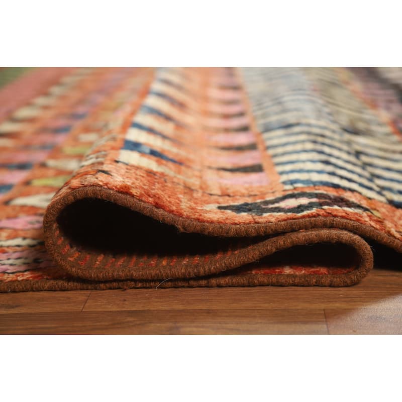 Moroccan Oriental Area Rug Handmade Orange Modern Wool Carpet - 6'5" x 9'8"