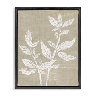 Stupell Boho Leaves on Natural Pattern Framed Floater Canvas Wall Art Design By Melissa Wang