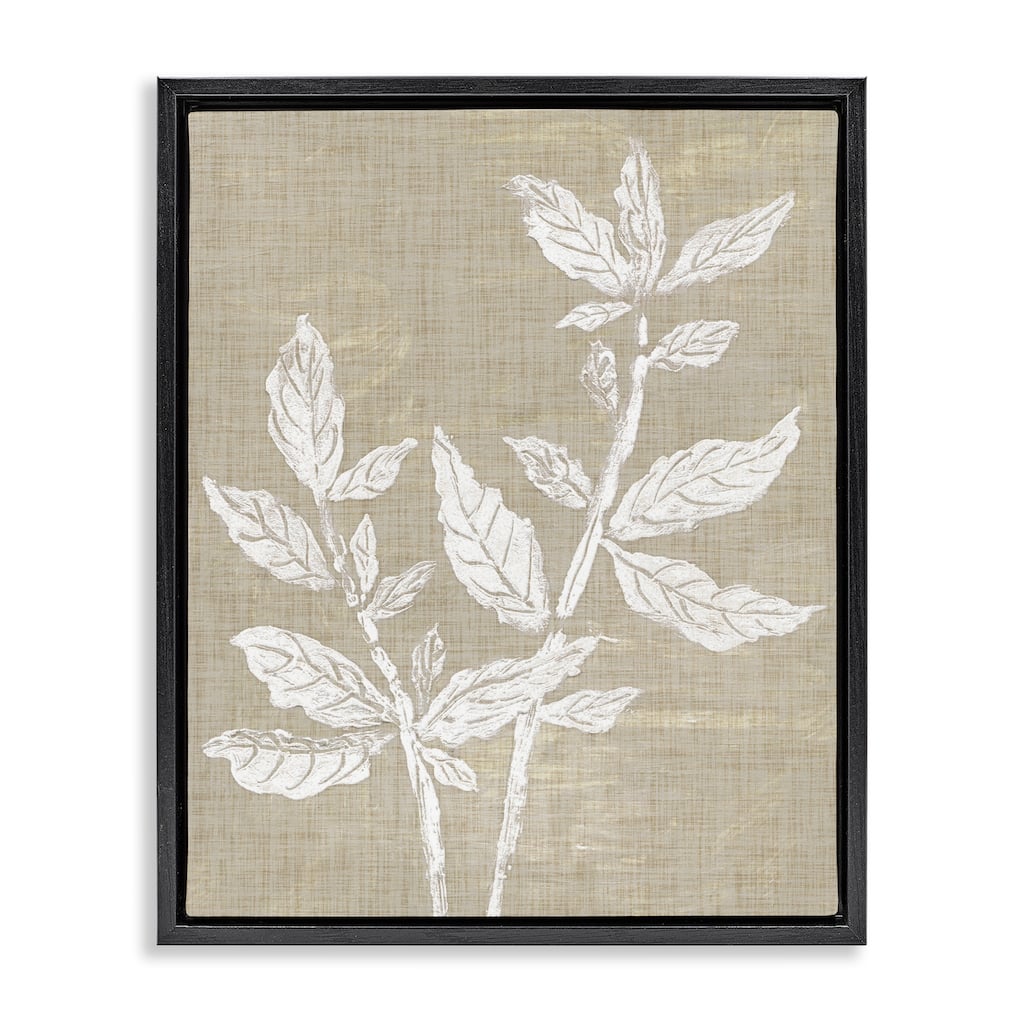 Stupell Boho Leaves on Natural Pattern Framed Floater Canvas Wall Art Design By Melissa Wang
