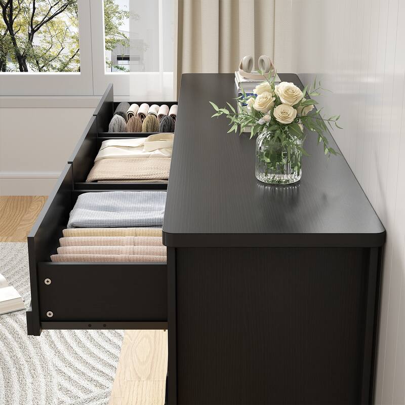 Modern 9-Drawer Dresser Closet Organizer, 63-In Chest of Drawers TV Stand