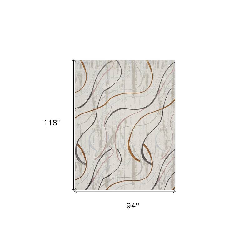 Juhef Power Loomed Abstract Modern Non Skid Stain Resistant Area Rug By HomeRoots - 118' X '94' X '0.39
