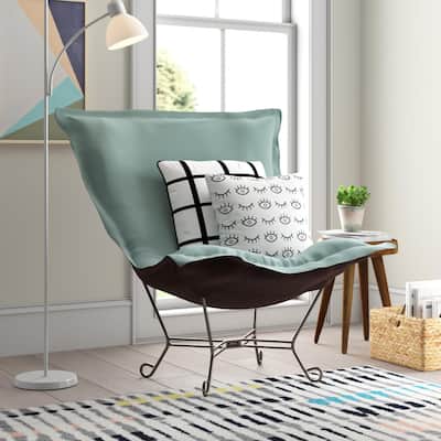 Allan Andrews Scroll Puff Chair with Titanium Frame, Breeze Collection