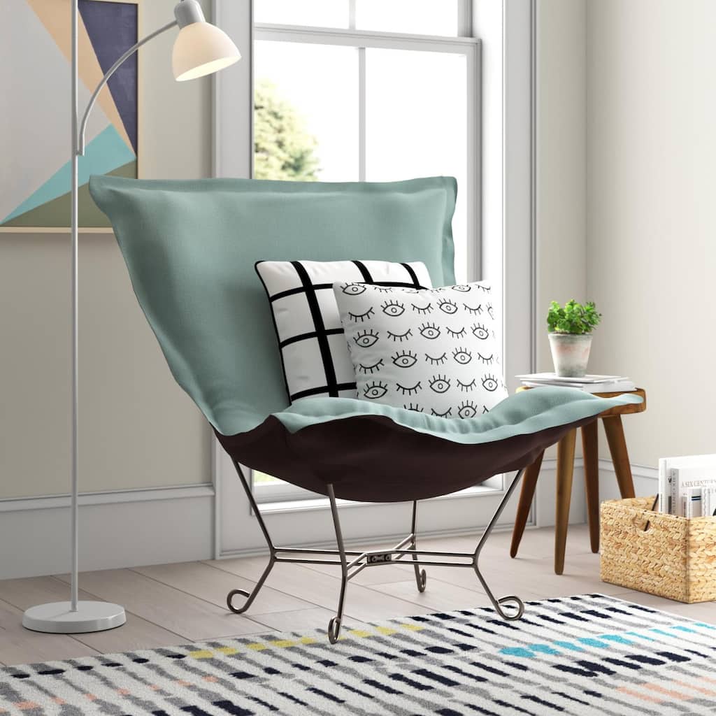 Allan Andrews Scroll Puff Chair with Titanium Frame, Breeze Collection