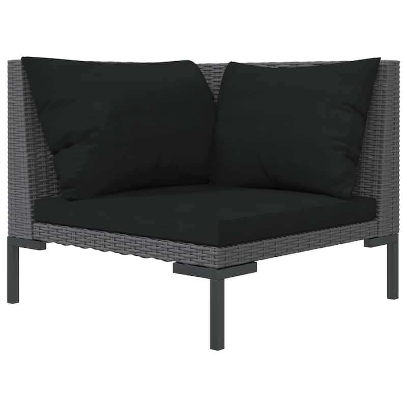 vidaXL Patio Lounge Set Outdoor Sectional Sofa Set Table Poly Rattan Dark Grey - 27.6" x 27.6" x 24"