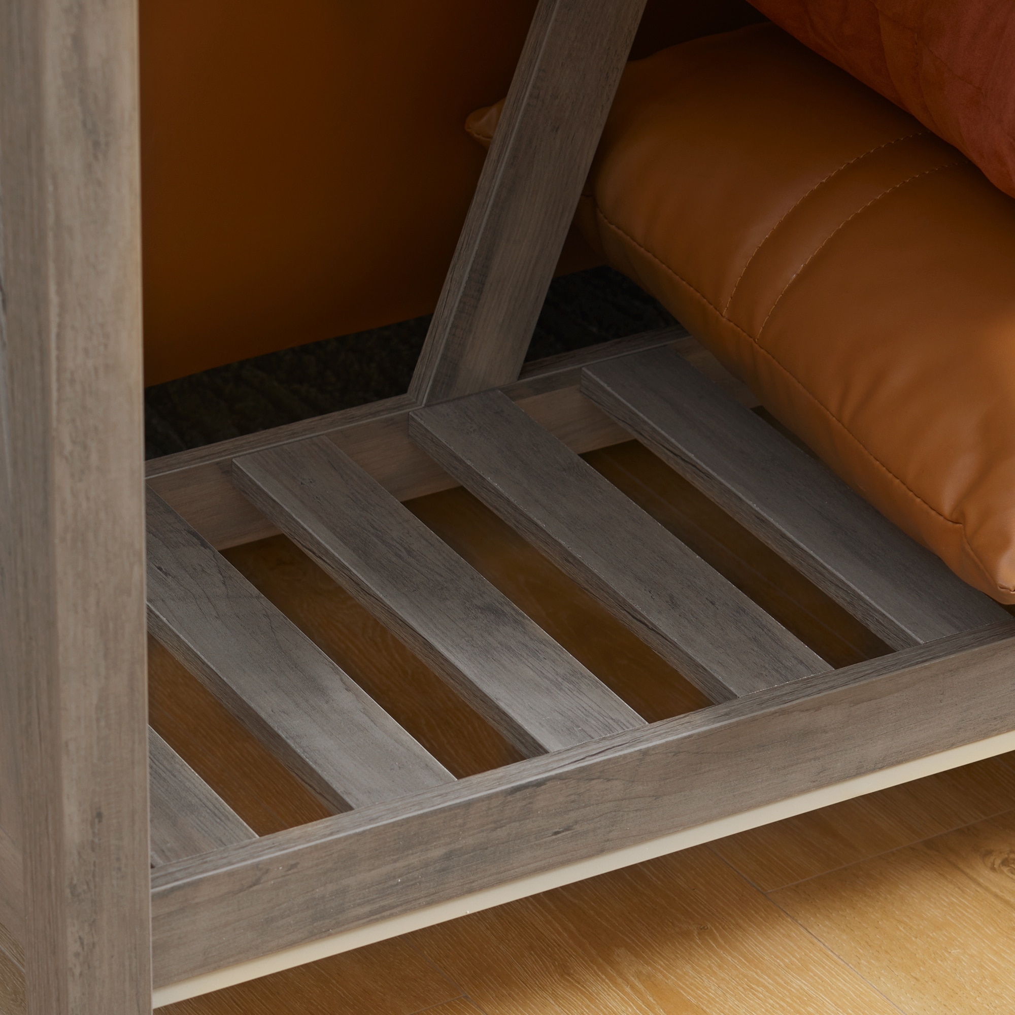 Farmhouse Entryway Console Table With Storage Slatted Shelf Rustic