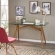 preview thumbnail 1 of 6, Croxton Mid-Century Glass and Acacia Wood Desk by Christopher Knight Home Green Glass + Natural Stained