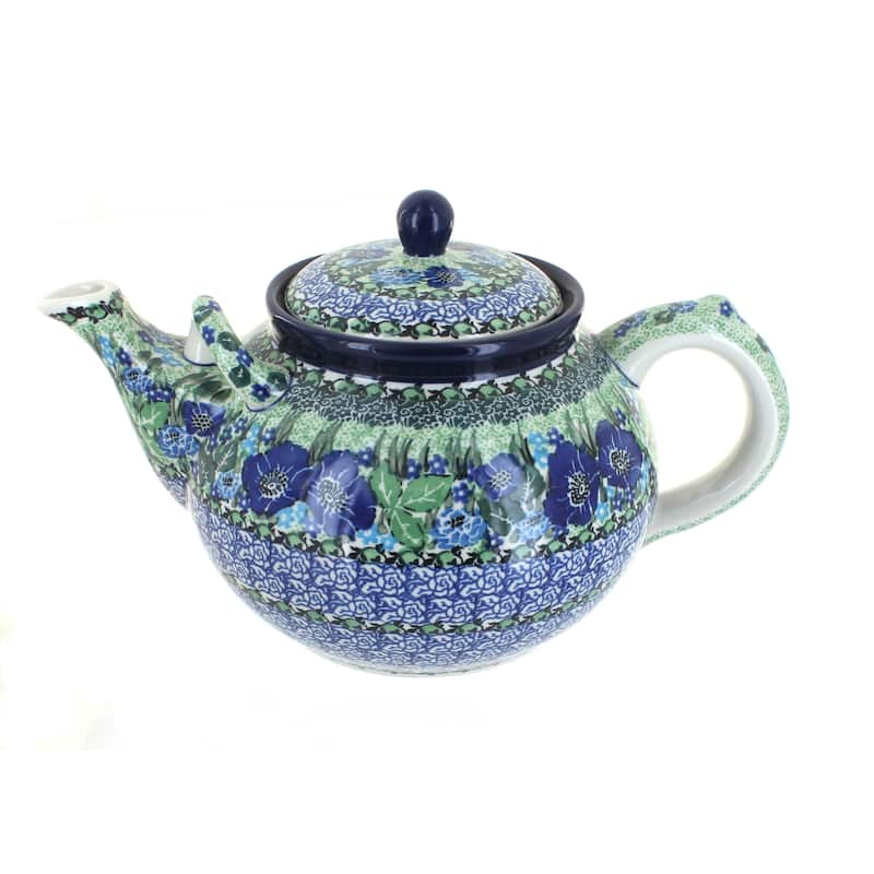 Blue Rose Polish Pottery 444 Ceramika Artystyczna Large Teapot - Sapphire Fields