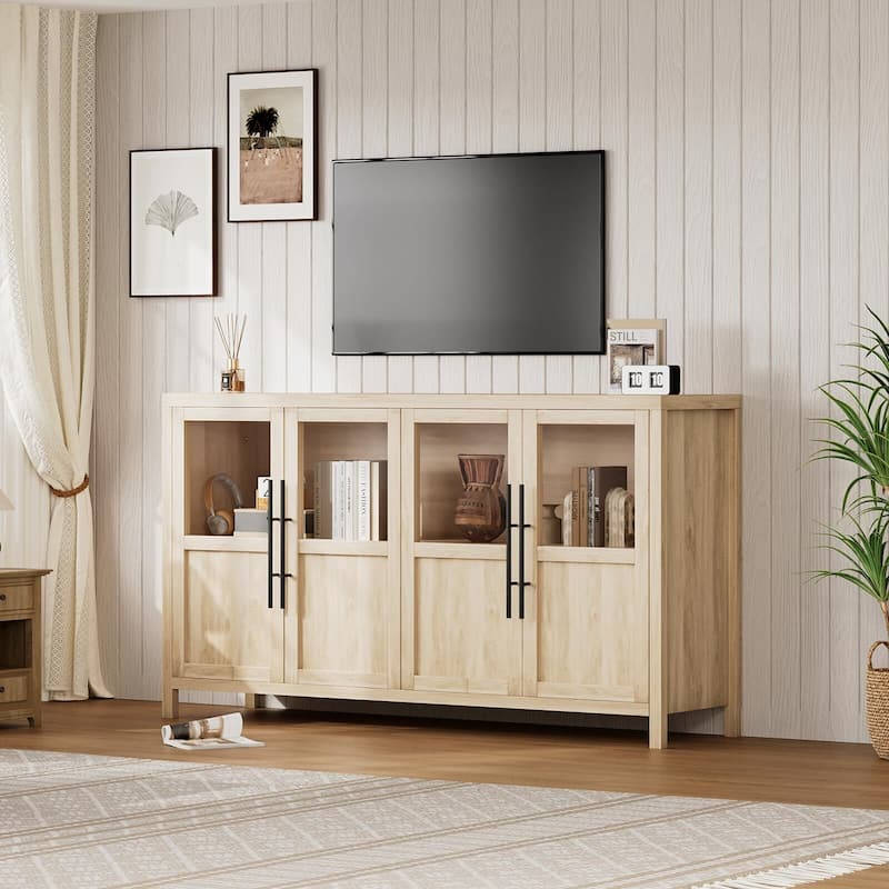 Large Buffet Cabinet with Storage, Sideboard Buffet Cabinet with Glass Doors