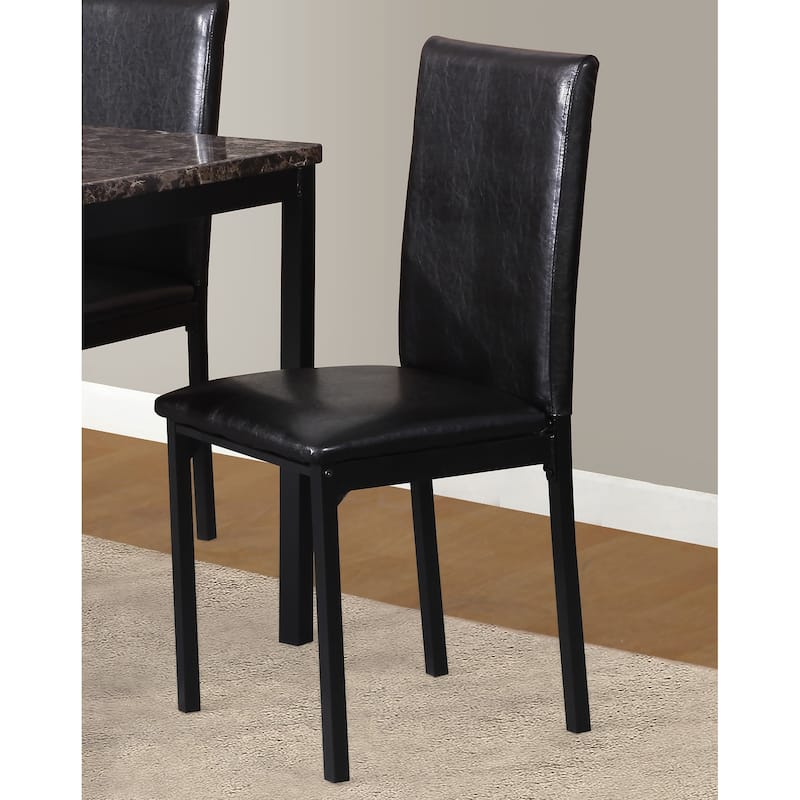 5-Piece Dining Table Set with Rectangular Faux Marble Top and 4 Faux Leather Upholstered Chairs