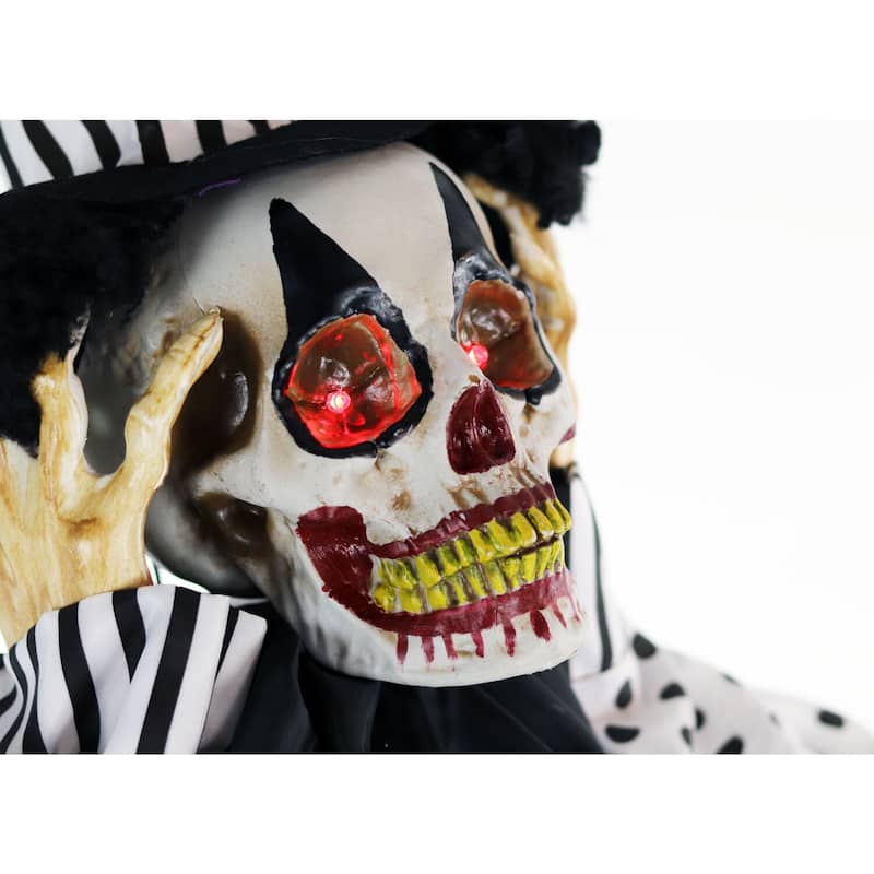 Haunted Hill Farm 5.75-Ft. Animatronic Clown, Indoor/Covered Outdoor Halloween Decoration, Red LED Eyes, Poseable, Tucker