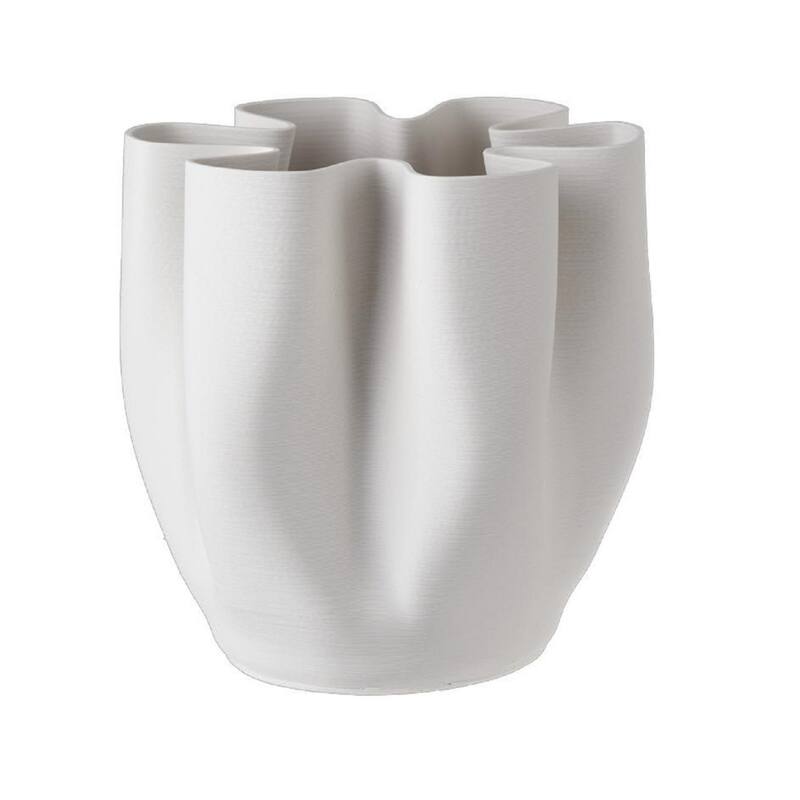 Twisted Petal 3D Printed Ceramic Vase - 10.5" - Cream