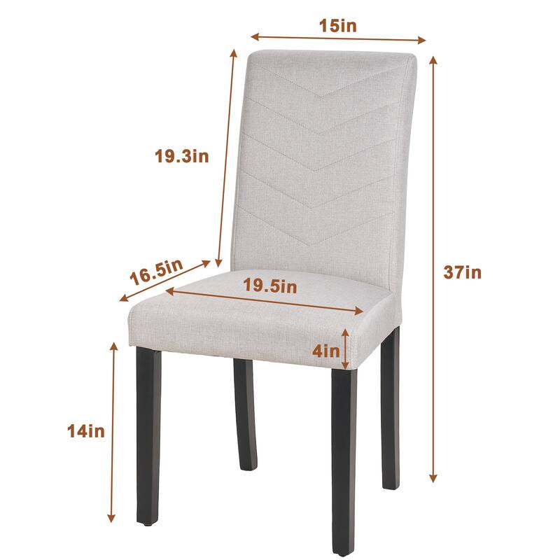 Javlergo 2/4/6 Piece Upholstered Dining Chairs Set with High Back and Wooden Legs Fabric Parson Chairs for Kitchen Living Room