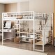 preview thumbnail 10 of 10, Full Size Metal Loft Bed with Staircase and Storage Shelves