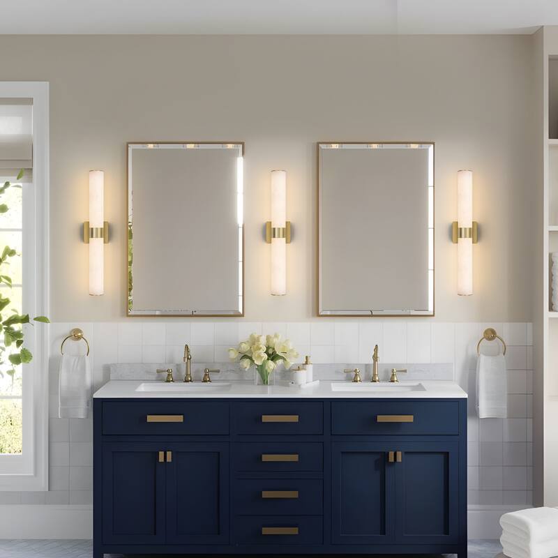 Starsky LED Dimmable Real Alabaster Cylindrical Wall Sconce