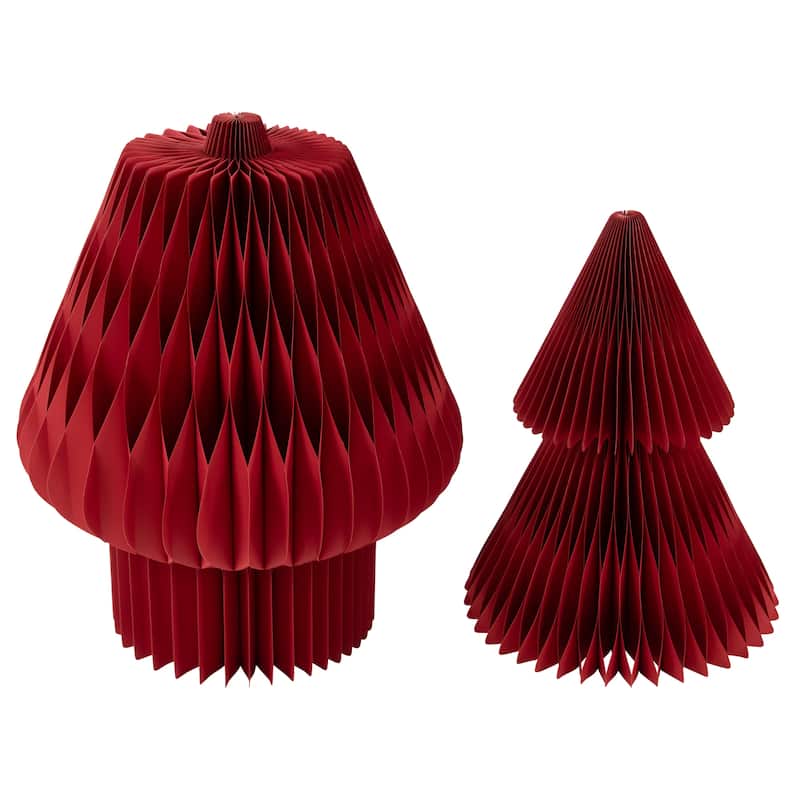 Tall Foldable Accordion Honeycomb Paper Christmas Tree - 4' - Red