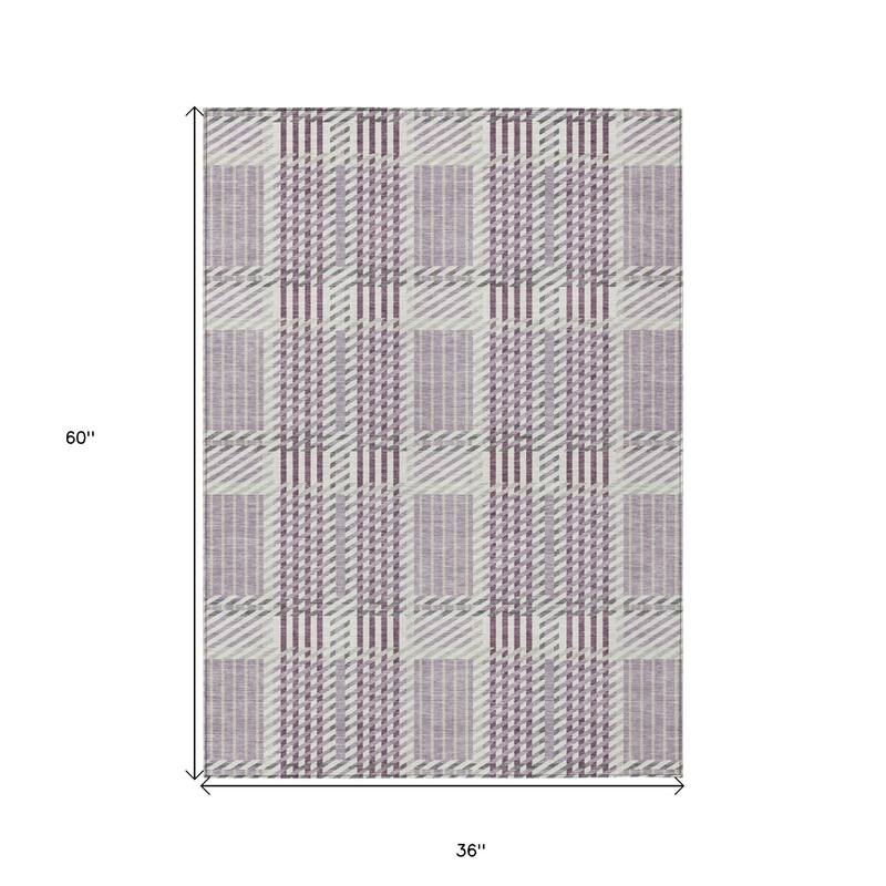 HomeRoots Plaid Transitional Rectangle Outdoor Rug