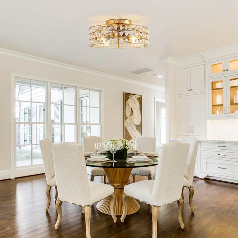 18" Bohemian Gold Caged Reversible Propeller Low Profile Smart Ceiling Fan with APP Control and Remote