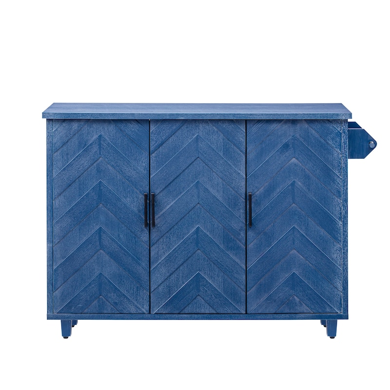 51.2"W Kitchen Island with Drop Leaf, Farmhouse Kitchen Island on Wheels with Internal Storage Rack Rolling Kitchen Cart