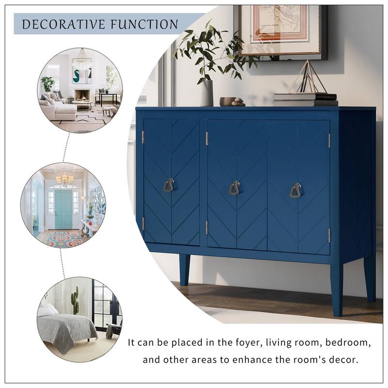 Adjustable Shelf Storage Sideboard with 3 Retro Metal Handles
