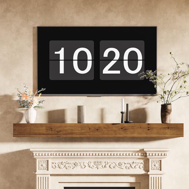 74.8" Fireplace Mantel Shelf, Wood Mantel Floating Shelf, Rustic Brown