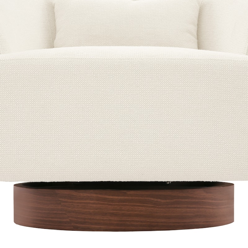 Set of 2 Chenille Upholstered Swivel Barrel Accent Chair with Solid Wood Base for Living Room