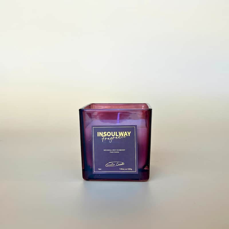 Purple Patchouli Scented 8oz Candle in Elegant Glass Jar by Aria Home