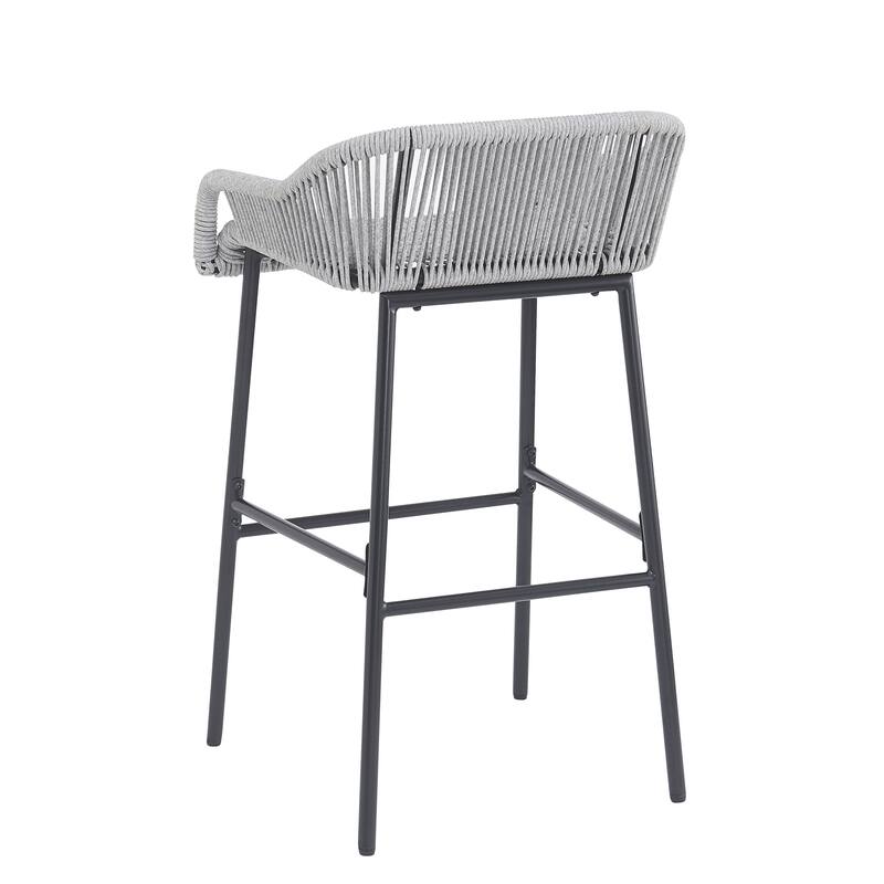 Neri Iron Outdoor Patio Rope Weave Barstools (Set of 2) by Christopher Knight Home