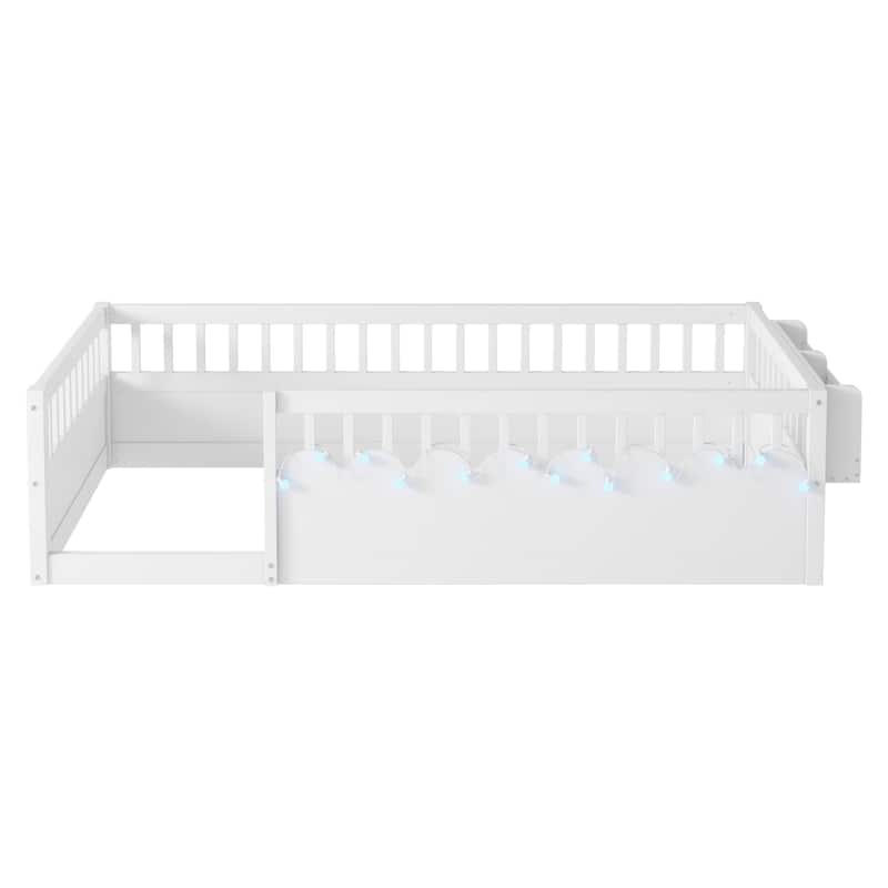 Twin Montessori Floor Bed Frame with High Rails