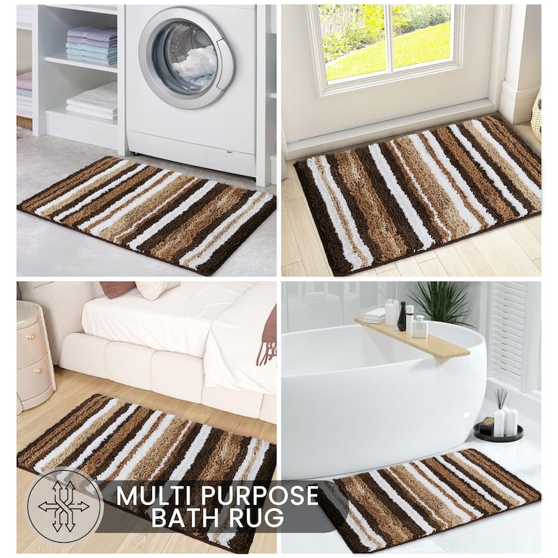 Better Trends Bath Rug 100% Polyester Super Absorbent Anti-Skid TPR Backing Bathroom Rug For Shower,Sink Mats Griffie Collection