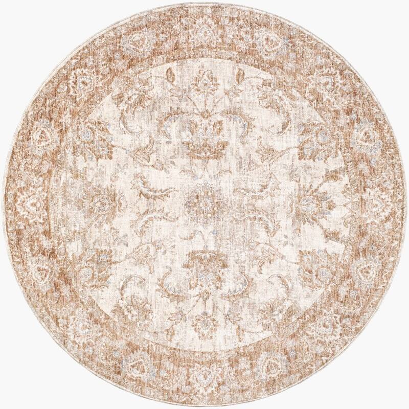 Livabliss Da Vinci Traditional Area Rug - 6'7" x 6'7" Round - Oatmeal