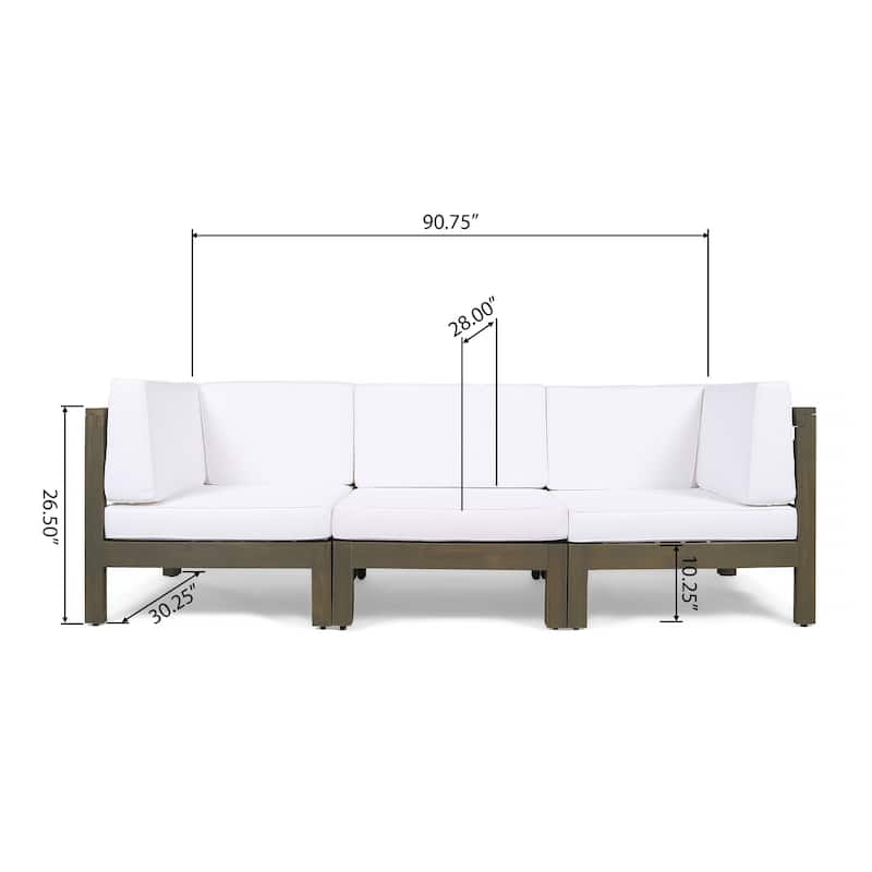 Brava Outdoor Cushioned Acacia Wood Sofa by Christopher Knight Home