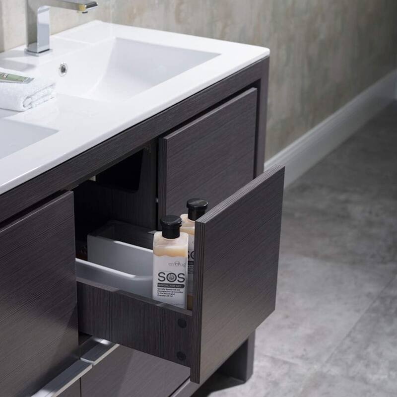 Blossom 48-Inch Double Bathroom Vanity Set with Ceramic Sinks & Mirror