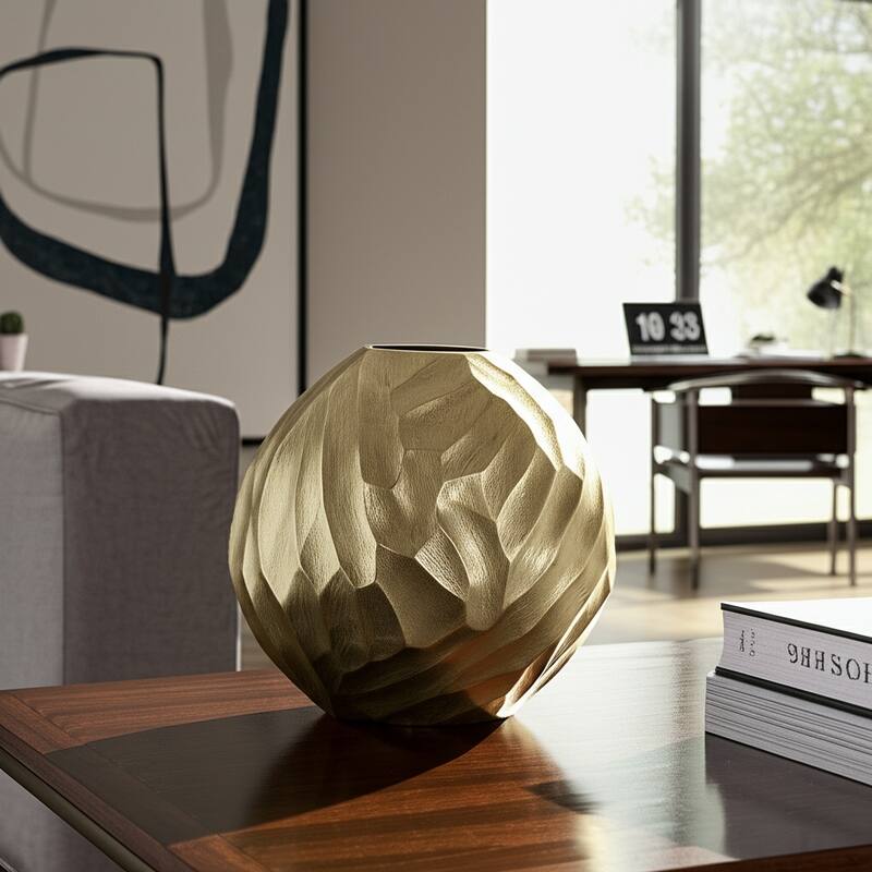 Modern Round Metal Table Vase - Flower Vase