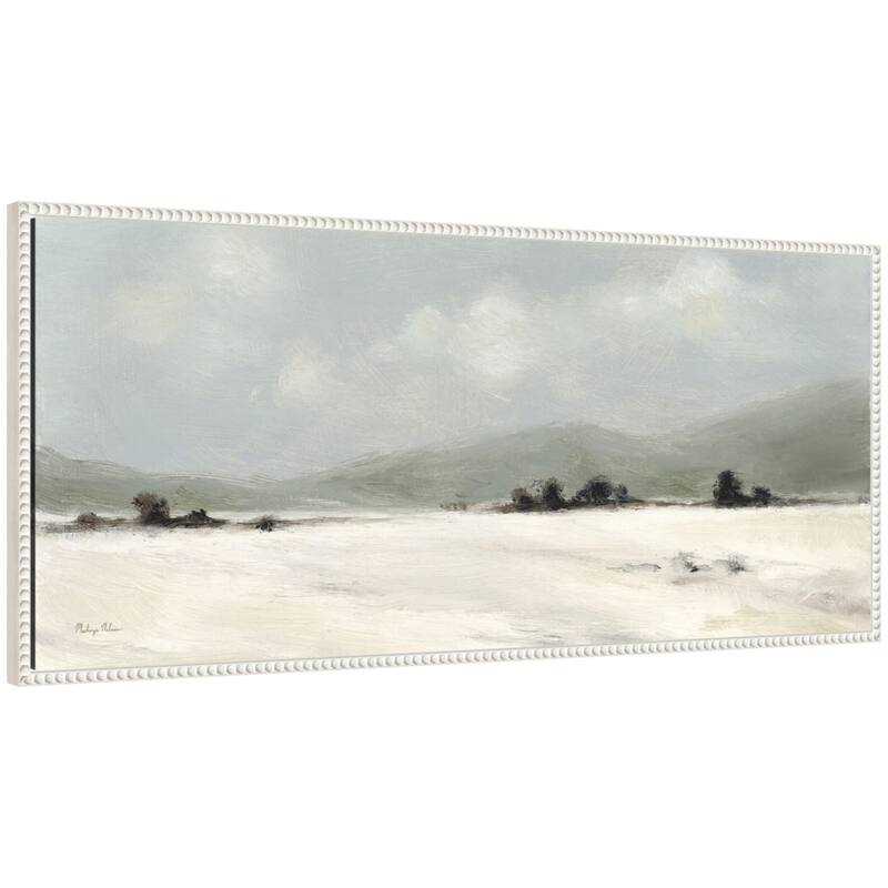 Kate and Laurel Sylvie Beaded December Mist Panel Framed Canvas by Mackenzie Nelson - 18x40