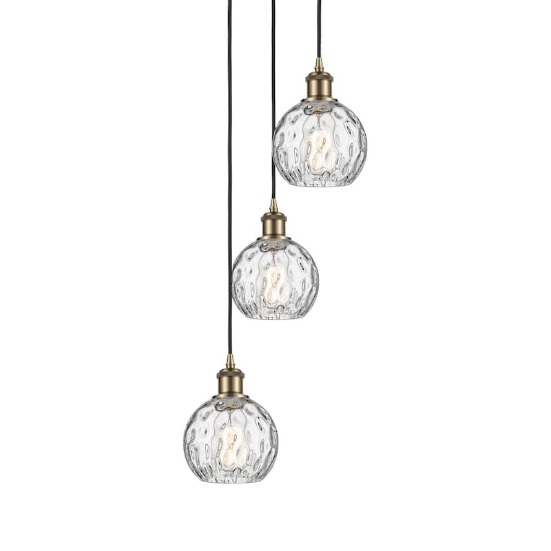 Innovations Lighting 113B-3P-18-13 Athens Pendant Athens 3 Light 13" - Antique Brass / Clear Water Glass